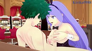 Big-boobed Nejire and Tsuyu in intense bunny girl action