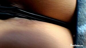Jade Vixen strips off her black nylon stockings and heels