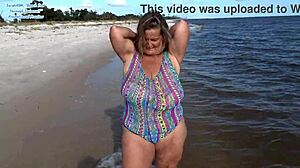 Curvy Mature Shows Big Tits in Beach Bikini Preview