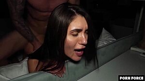 Nympho slut gets a big cock in her belly