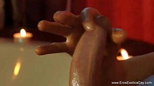 Gay couple explores kama sutra handjob tricks