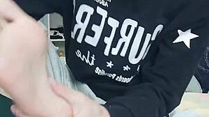 Slim gay teen devours sexy feet in wild foot fetish session