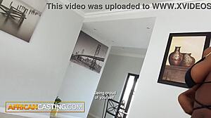 man, this ebony teen with perfect tits slurps cock for casting success