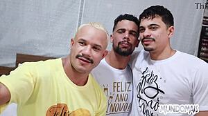 Friends Reciprocate New Year Gifts With Cock In Ass.