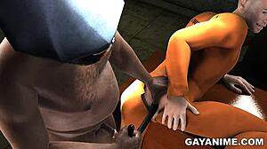 Does the 3D Cartoon Prisoner Get Fucked in the Ass by a Chubby Black Cop?