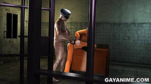 Does the 3D Cartoon Prisoner Get Fucked in the Ass by a Chubby Black Cop?