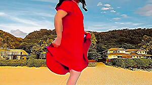 Sissy Crossdresser in Sexy Dress Shows Big Ass on Webcam