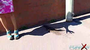 redhead ebony goddess pissing outdoors