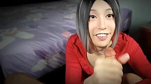 what's behind this asian babe's interracial pov blowjob clip?