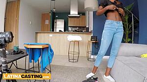 Watch this skinny afro latina in rough anal casting