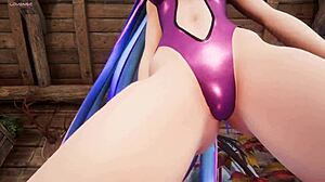 Hentai vtuber cosmic faith in bunny suit squirts close up from behind view in vr 3d vrchat mmd web chat cosplay pov