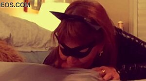 catgranny in costume sucks batman hard in wild cosplay scene