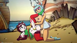 megumi and yaya panda in wild anime action