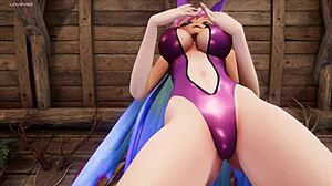 Hentai vtuber cosmic faith in bunny suit squirts close up from behind view in vr 3d vrchat mmd web chat cosplay pov