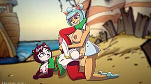 megumi and yaya panda in wild anime action