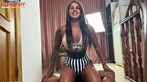 anal chronicles of a latina with big ass upset over torn shorts.