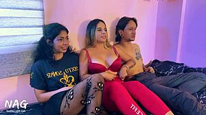 Oh wow, my girlfriend brings her friend over, and I end up fucking her right beside my girlfriend!