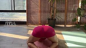 Beautiful secretary has big natural tits and wears butt plug to work