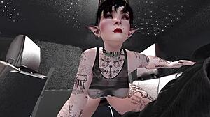 Black man has rough sex with a white woman in a SUV in Second Life
