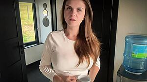 huge stepmother caught by stepson in office