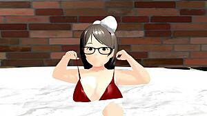 Kyo Anime Girl Hiding Her Body with Only Bubbles in Bubble Bath!
