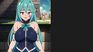 Konosuba Aqua Enjoys Standing Sex Creampie in Cute Young Hentai Game.