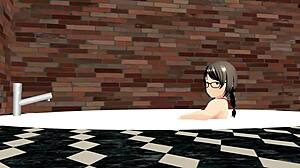 Kyo Anime Girl Hiding Her Body with Only Bubbles in Bubble Bath!