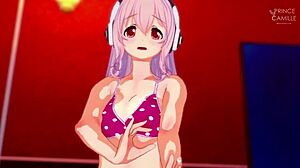 super sonico gets horny while modeling for you - super sonico