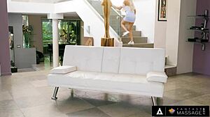 Blonde Babysitter Elsa Jean Gives Intense Blowjob And Riding In Shower