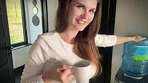 huge stepmother caught by stepson in office