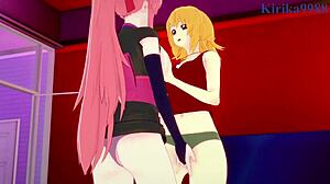 Intense lesbian scenes with big-titted anime babes in 3D