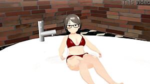 Kyo Anime Girl Hiding Her Body with Only Bubbles in Bubble Bath!