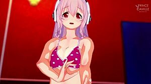 super sonico gets horny while modeling for you - super sonico