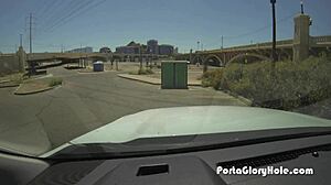 Black Girl Sucks Multiple White Dicks at Porta Gloryhole