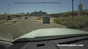 Black Girl Sucks Multiple White Dicks at Porta Gloryhole