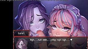 Harem girls compete in a ghostly blowjob contest