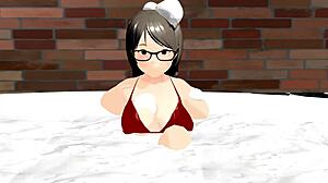 Kyo Anime Girl Hiding Her Body with Only Bubbles in Bubble Bath!