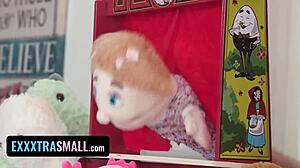 Wow, petite pigtail cutie in fishnets gets tight pussy stretched by monster cock. Exxxtra small 18+ action!