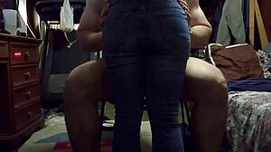 Hot amateur brunette with big ass gets fucked by her friend and boyfriend in cowgirl position