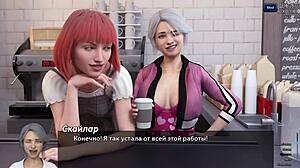 3D cartoon adult movie with glasses wearing character getting blowjob and cumshot at work