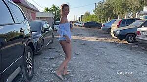 Two girls publicly expose their private parts while walking in public