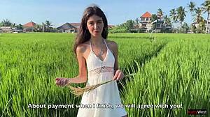 Cute 18 Y.O. Rice Picker Girl Bangs Boss on Farm!