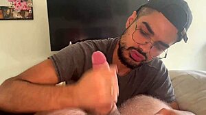Big white monster cock cums in mouth during gay session
