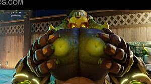 Big 3D Overwatch Orisa in wild hentai compilation