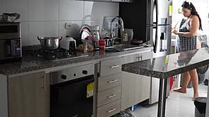 i seduce stepsister in kitchen to bang her tight pussy hard