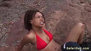 Hey, check out this skinny african milf getting outdoor fucked by german monster cock