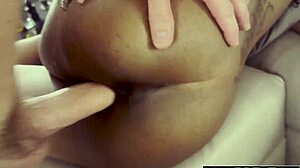 Ebony babe rides white dick in pornfidelity