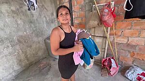 I send clothes to wash with neighbor, but suggest blowjob and hardcore sex instead