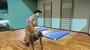 Old muscular girl fucks hard after training