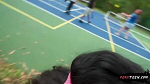 sneaky sex during tennis game with cute teen